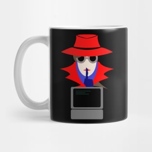 Lady Red Shush (Cauc W/Computer): A Cybersecurity Design Mug